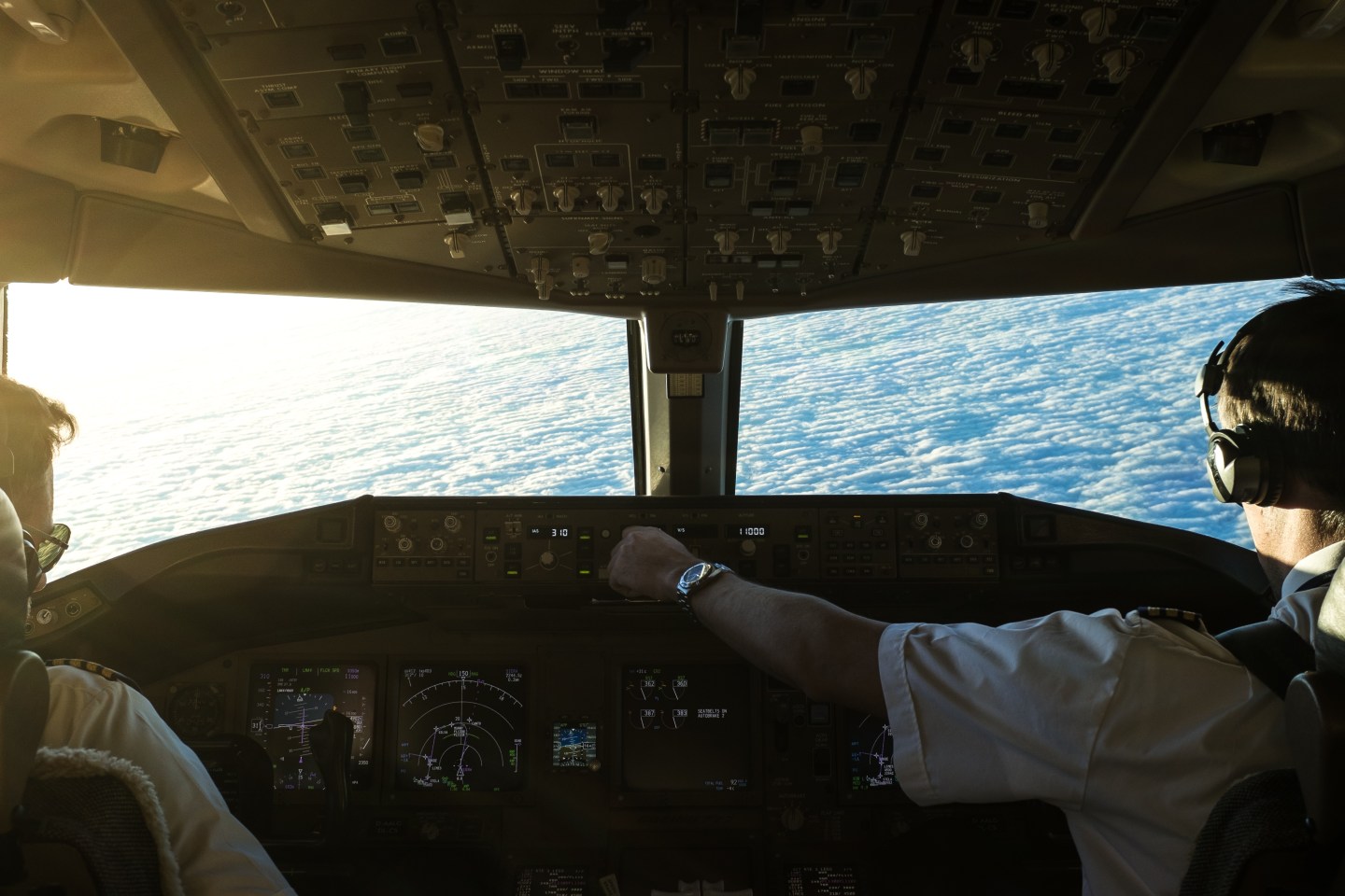 Close-Up Of Pilots In Cockpit