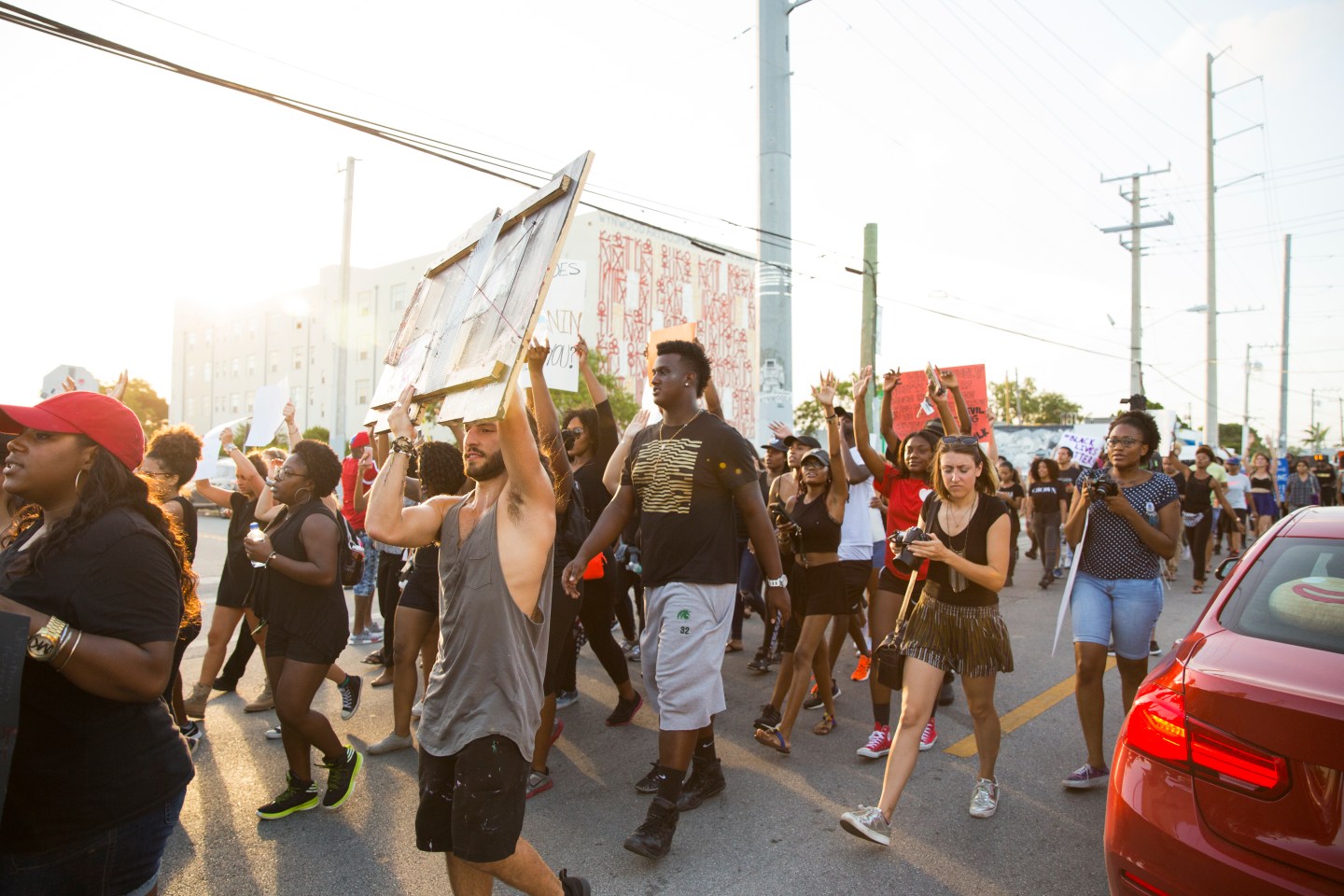 Protesters at a Black Lives Matter event in Miami.