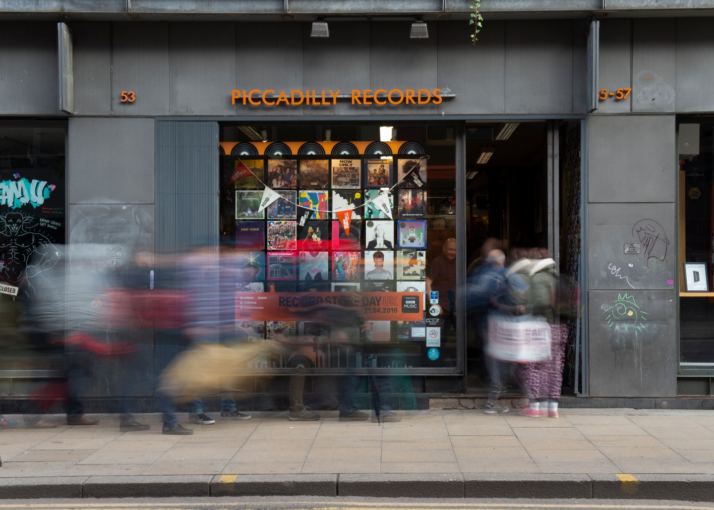 Queues outside Piccadilly Records for Record Store Day