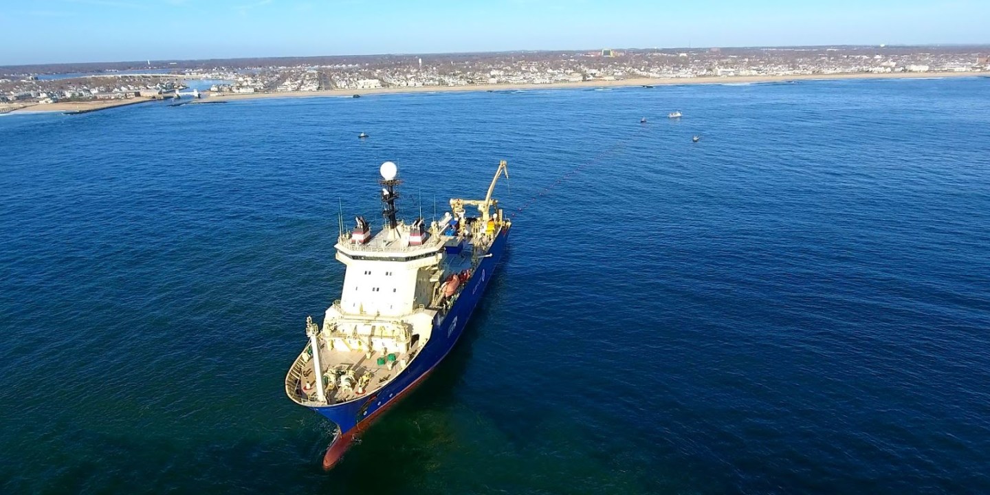 One of the cable-laying ships.