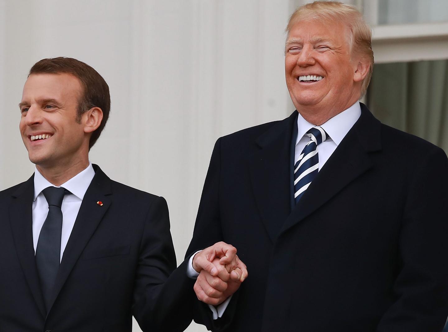 President Trump And First Lady Melania Trump Welcome President Macron And Mrs. Macron To The White House