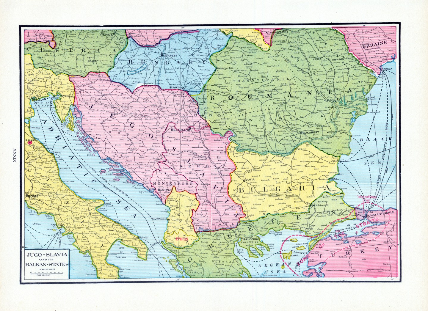 1925, Jugo-Slavia, the Balkan, States, World Atlas from Prince Edward Island Atlas