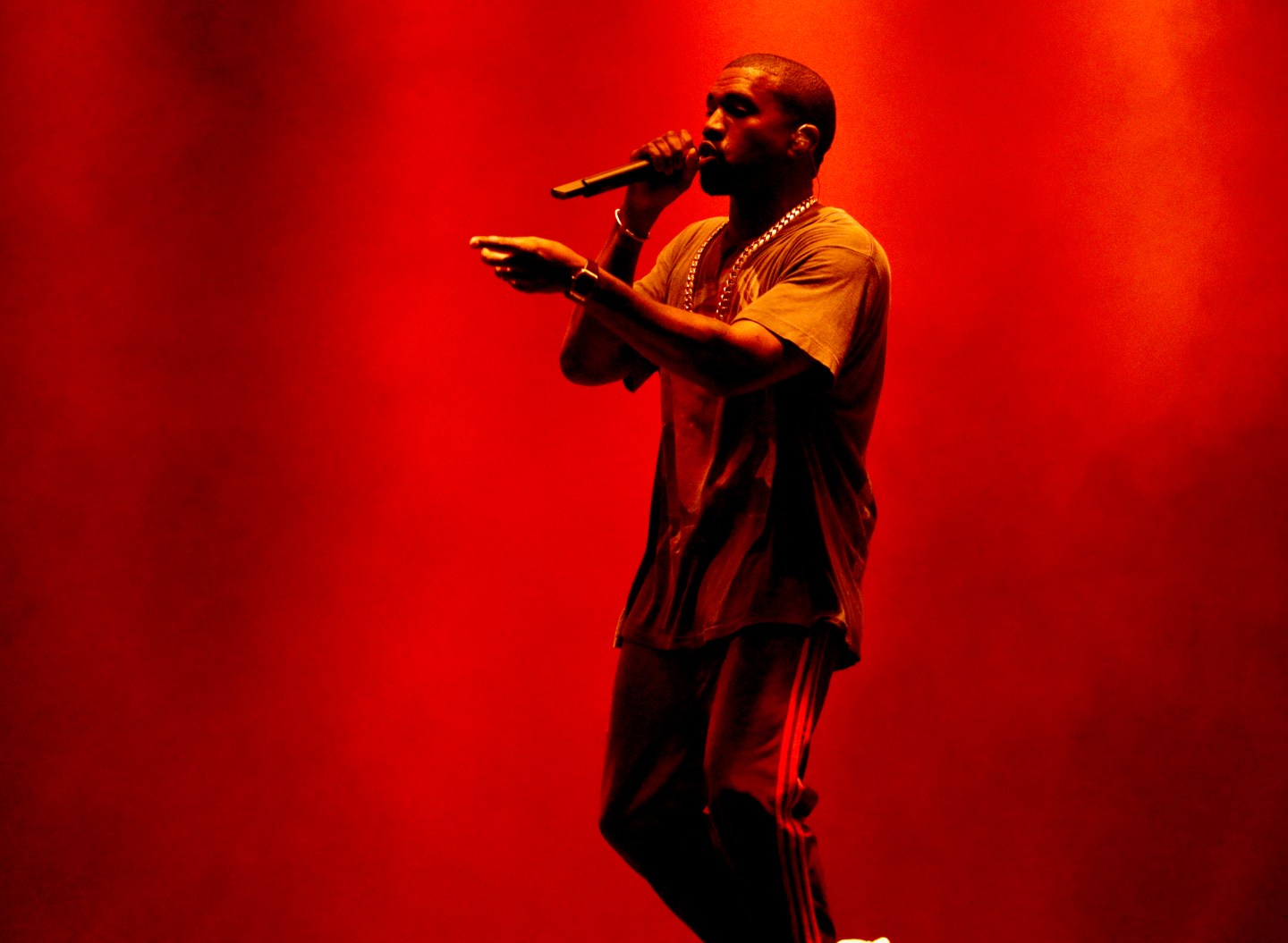 Kanye West onstage performing