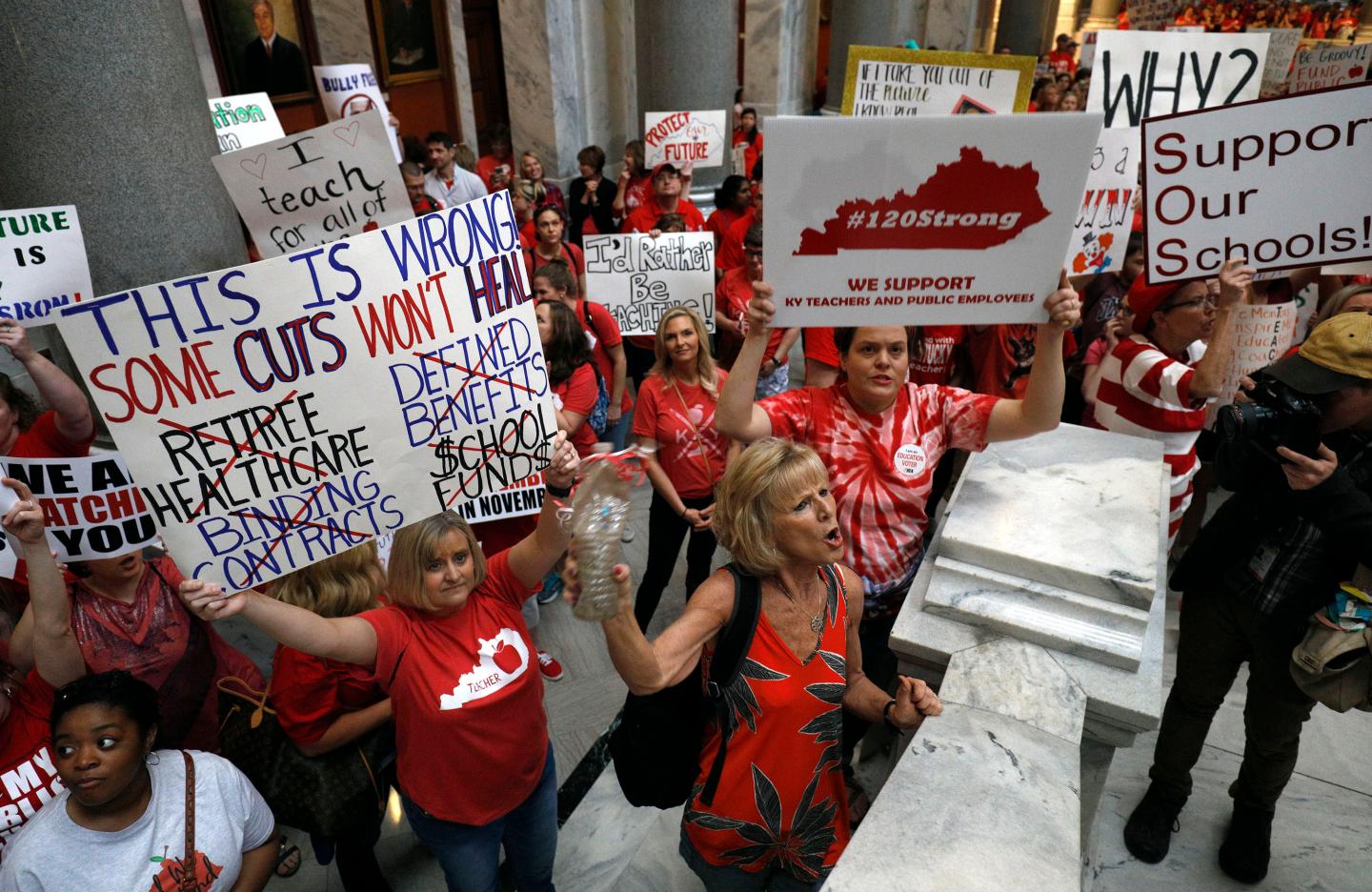 Kentucky Teachers March On State Capitol After Governor Signs Controversial Pension Reform Bill