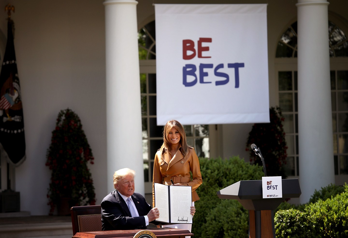 First Lady Melania Trump Speaks On The Launch Of Her Initiatives In The Rose Garden Of White House