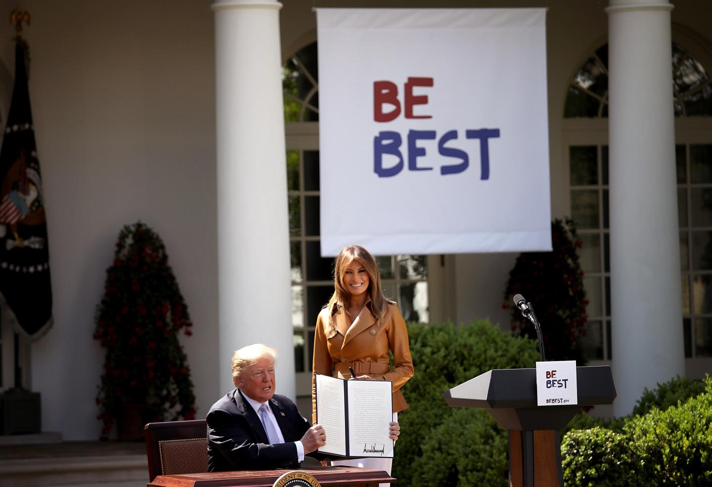 First Lady Melania Trump Speaks On The Launch Of Her Initiatives In The Rose Garden Of White House