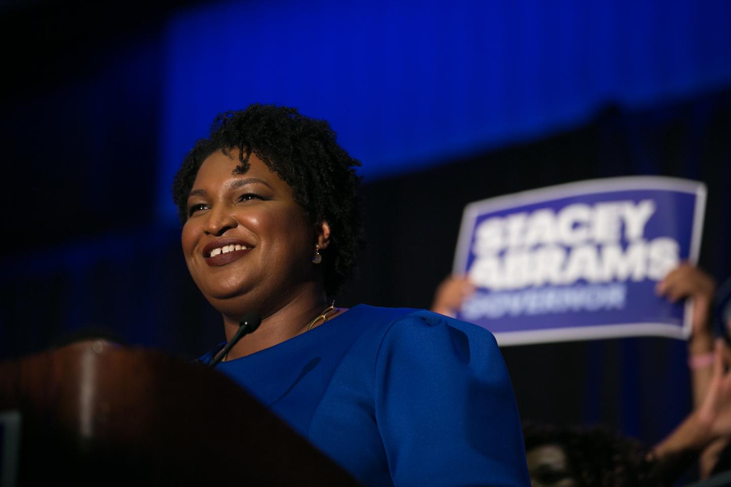 Stacey Abrams of Georgia makes her victory speech after winning Democratic primary