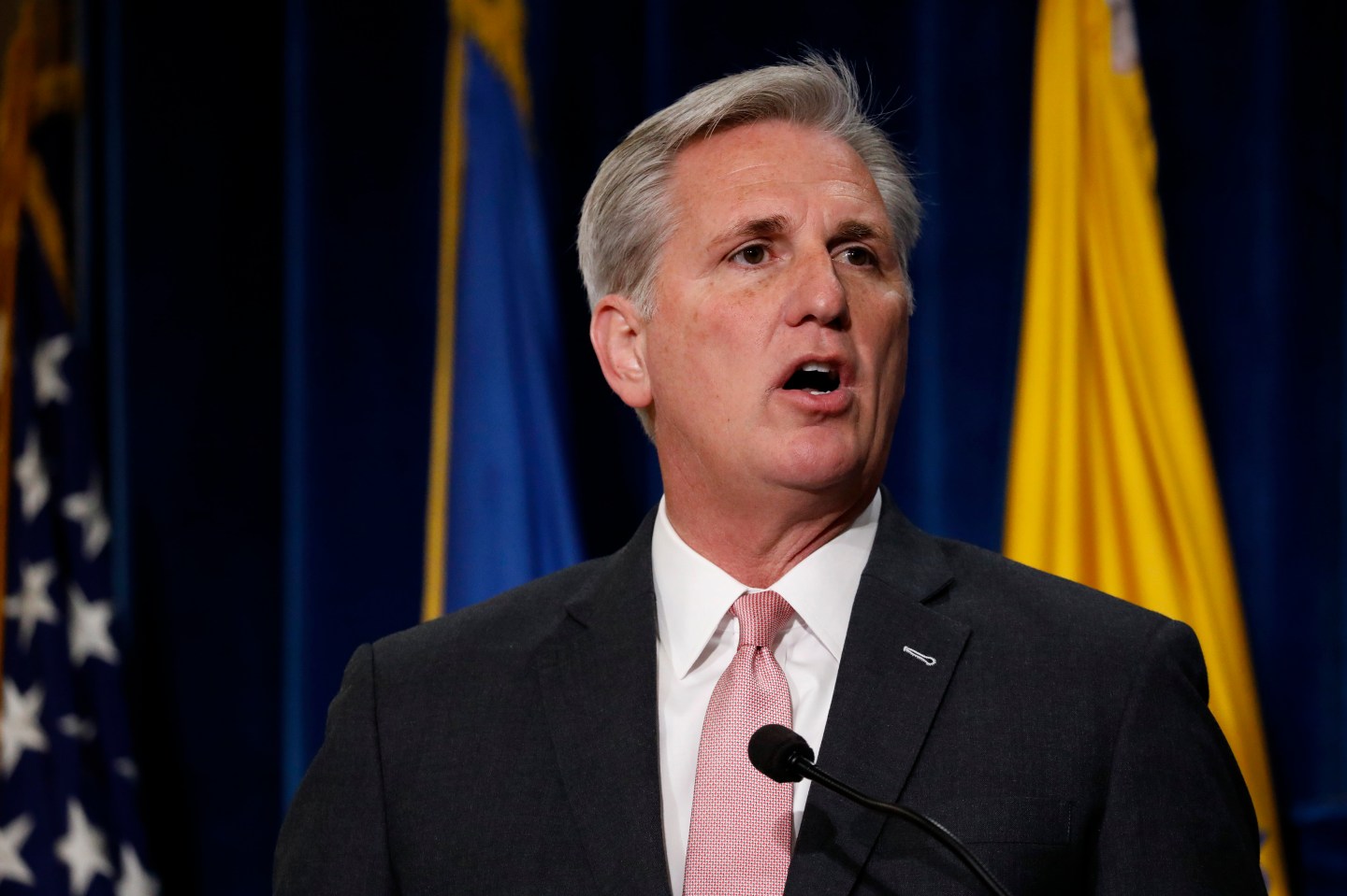 House Majority Leader Kevin McCarthy speaks at a news conference