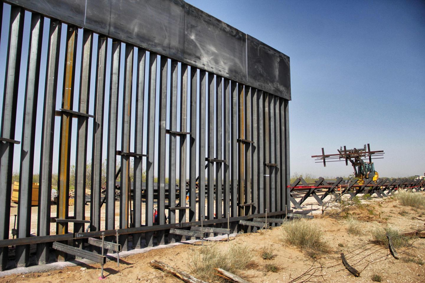 Construction of the border wall between Ciudad Juarez, Mexico, and Santa Teresa, New Mexico.