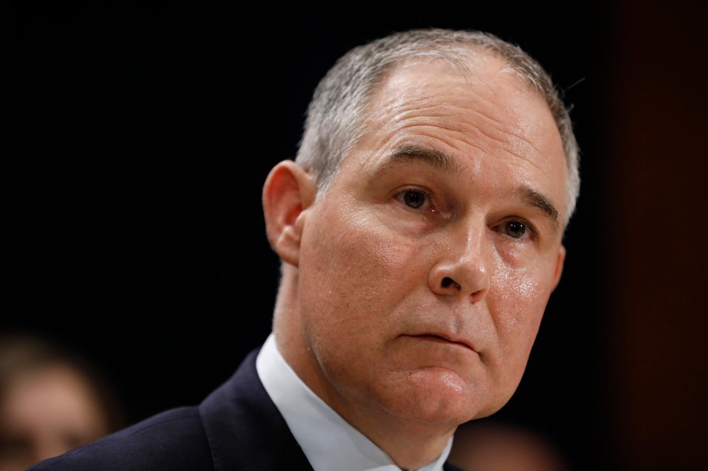 Scott Pruitt testifies during his confirmation hearing for Environmental Protection Agency administrator on January 18, 2017.