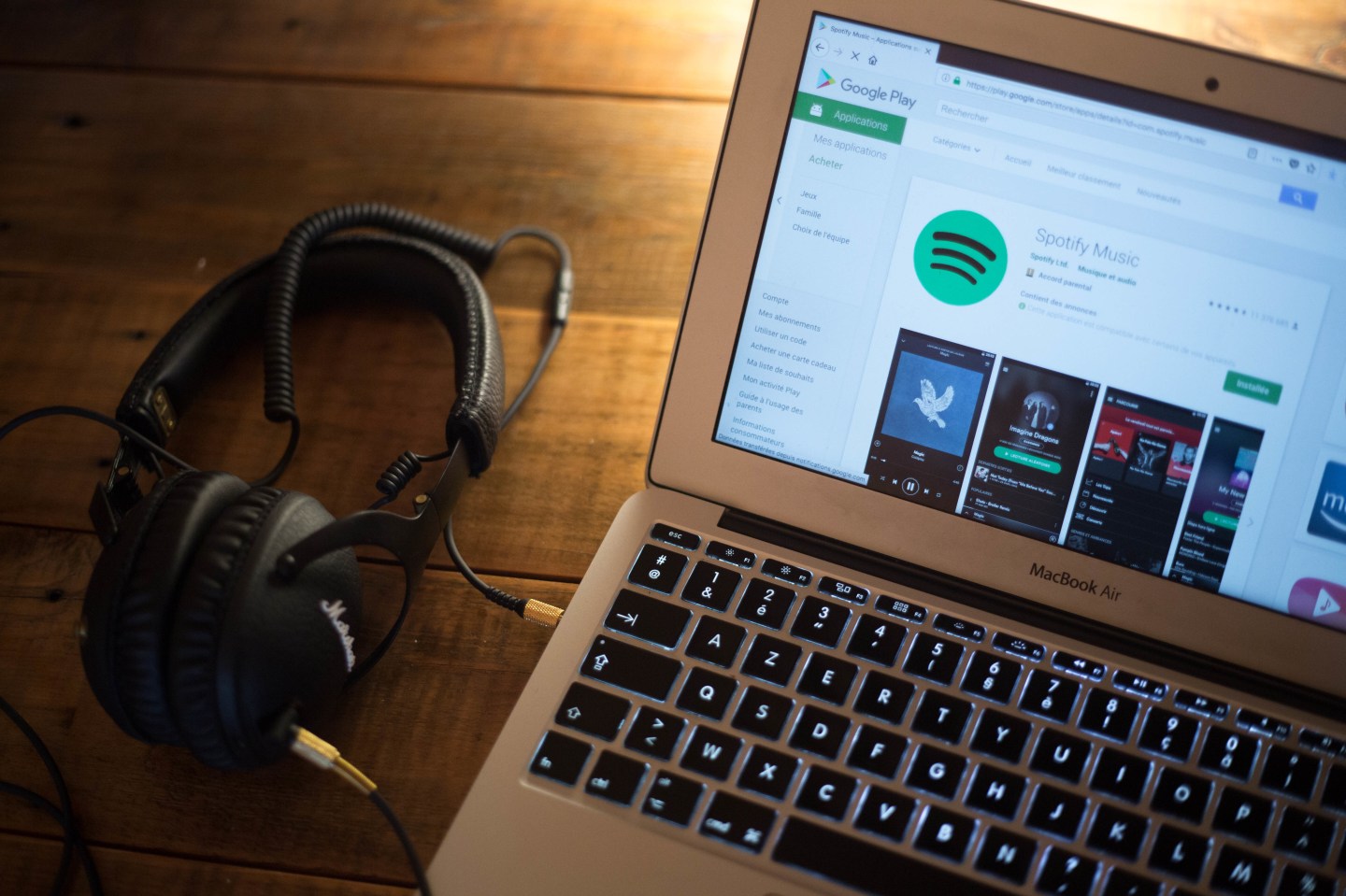 The Spotify application seen displayed on a Apple MacBook