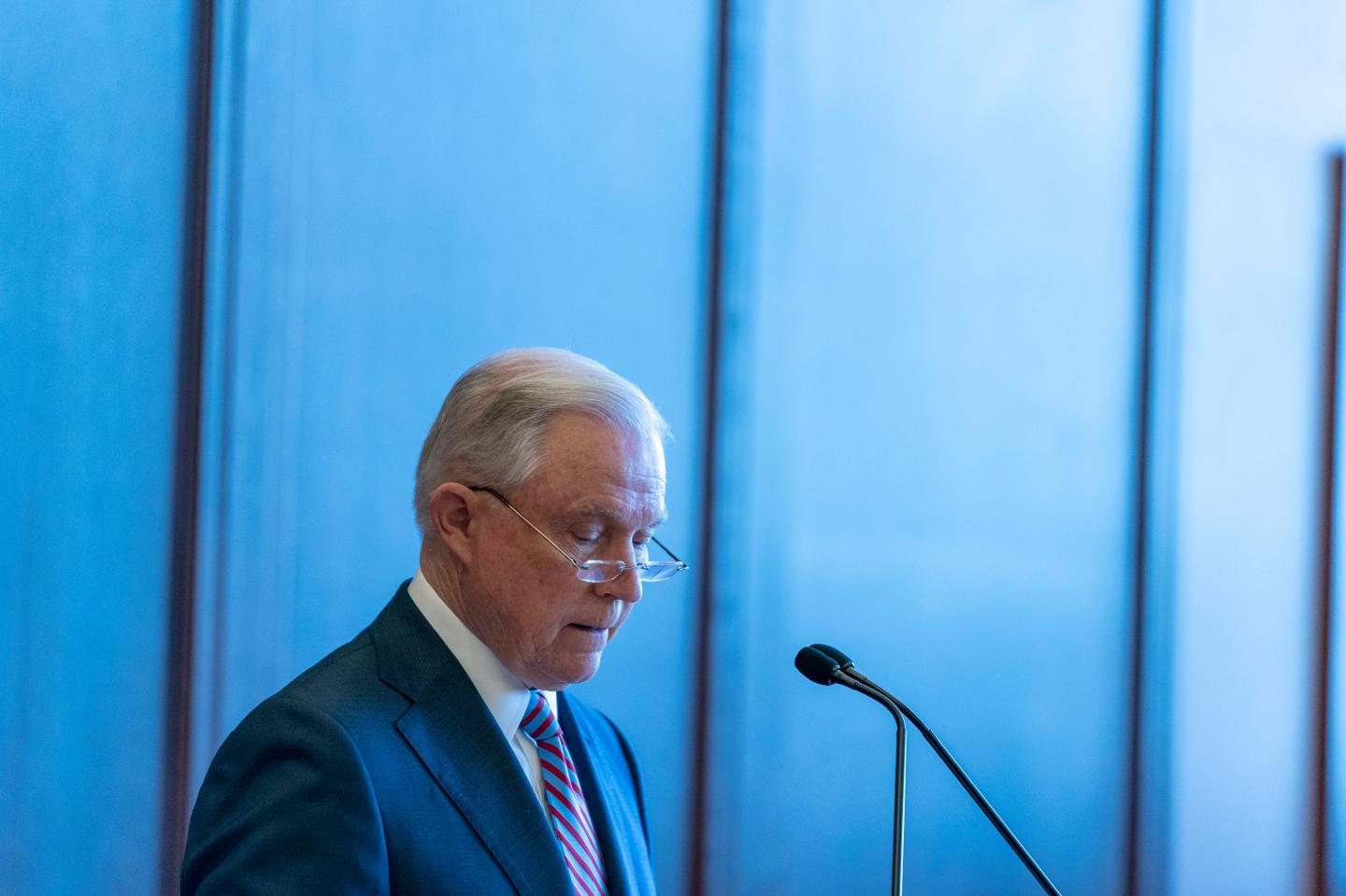 Attorney General Jeff Sessions delivers remarks on immigration and law enforcement actions on at Lackawanna College in Scranton, Pennsylvania.