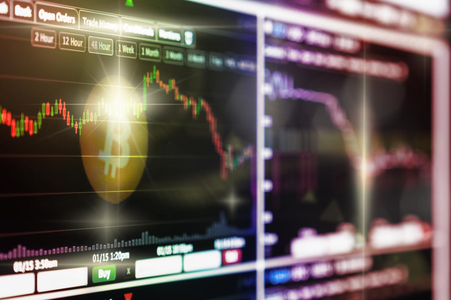 Business and market trade concept, Cryptocurrency trading screen, Bitcoin exchange screen of trading information, Block chain technology of Crypto concept