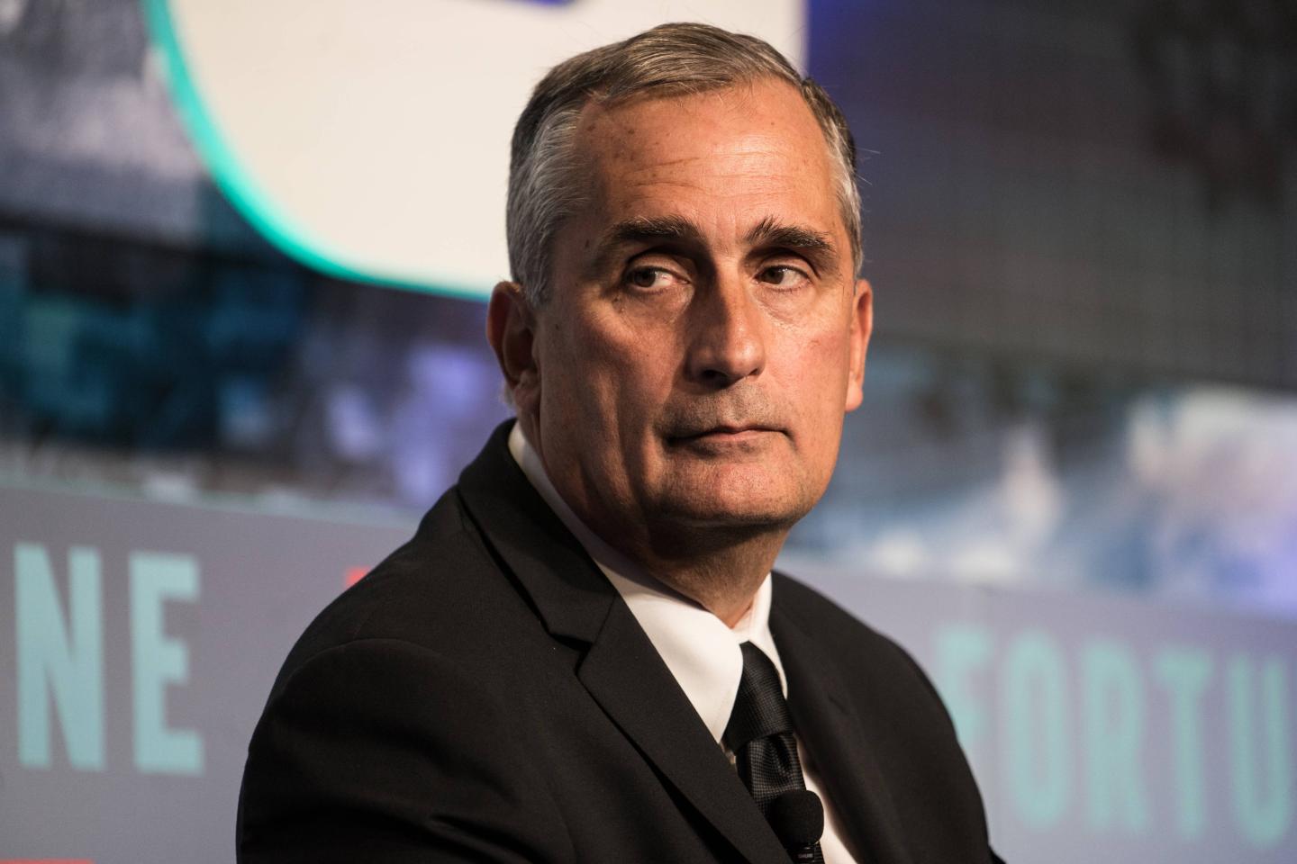 Intel CEO Brian Krzanich listens during the CEO Initiative event in New York on Monday, Sept. 25, 2017.