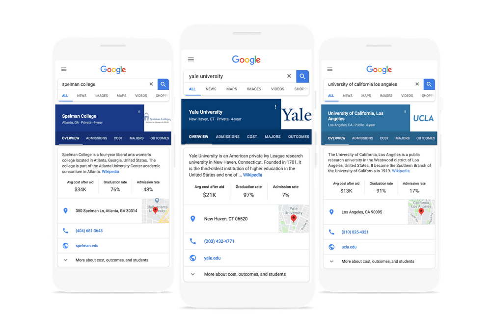 Google search college admissions