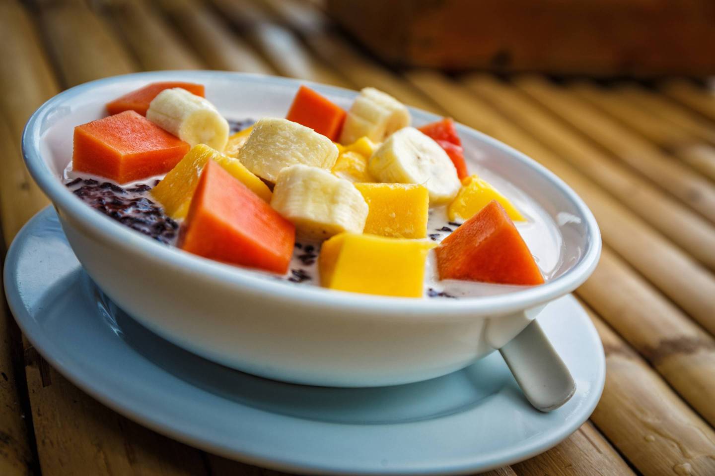 Pre-cut fruit in a cereal bowl. allgord—Getty Images/iStockphoto