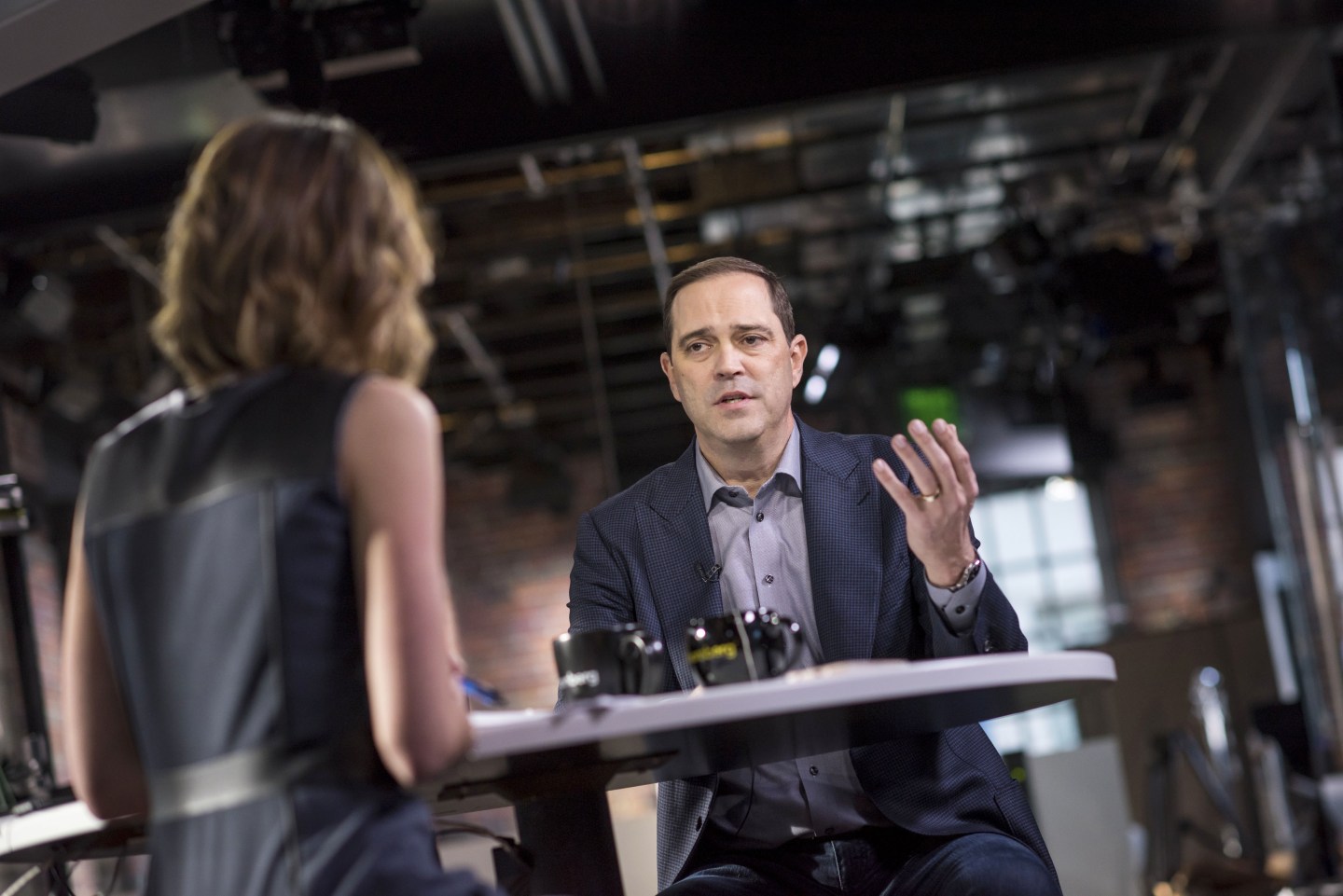 Cisco Technologies Inc Chief Executive Officer Chuck Robbins during a television interview