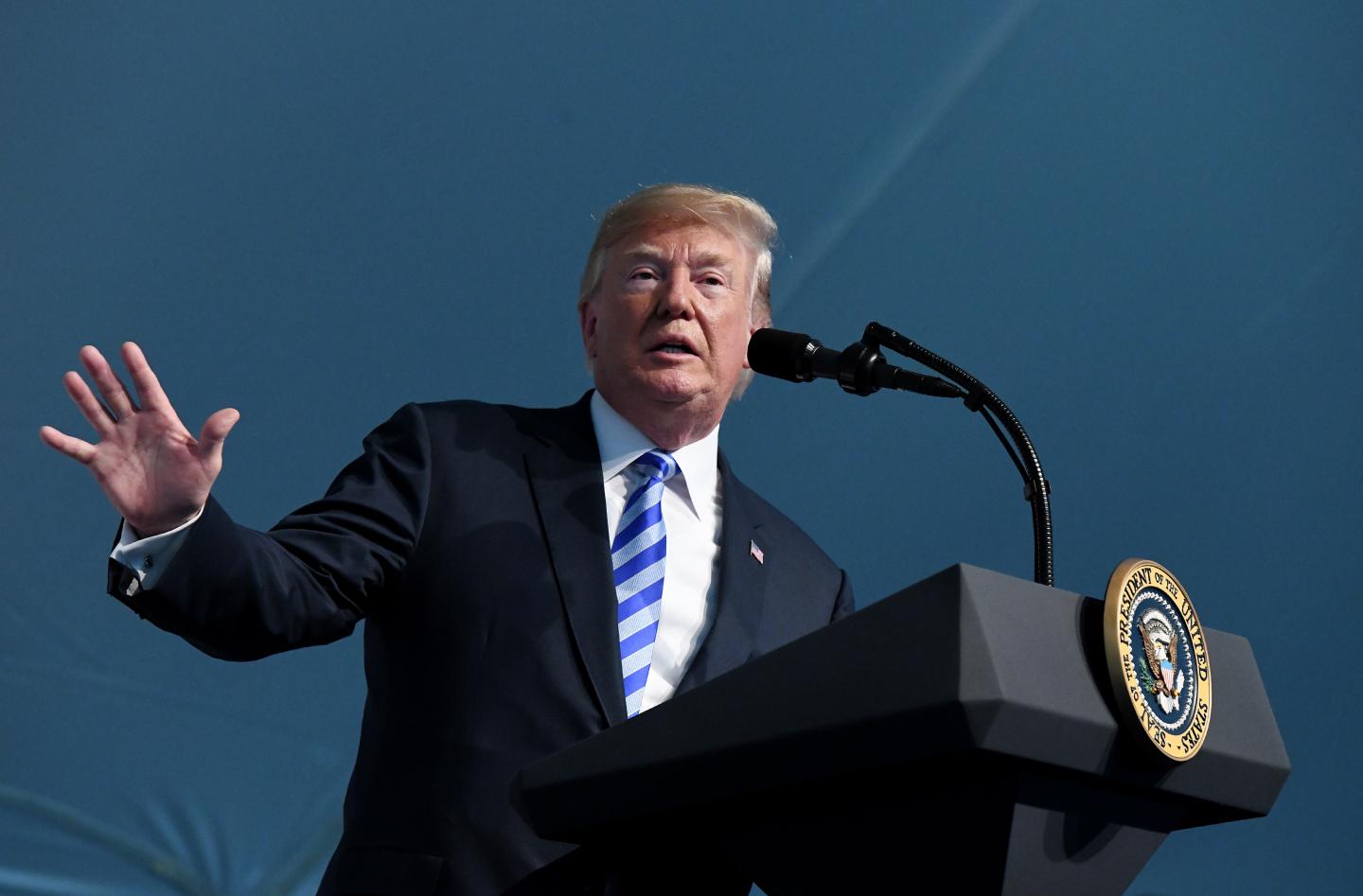 President Trump Participates In The U.S. Coast Guard Change of Command Ceremony