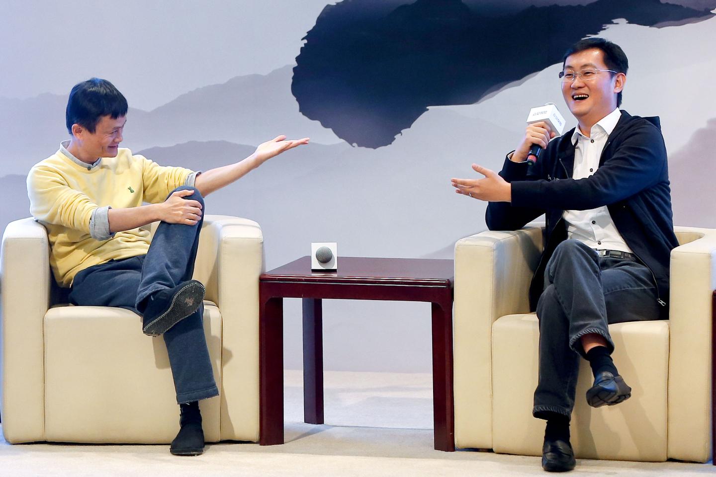 Jack Ma and pony Ma side by side in 2013