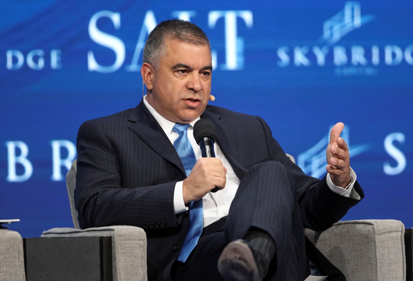 David Bossie, Donald Trump's deputy campaign manager and political activist, speaks during the SALT conference in Las Vegas