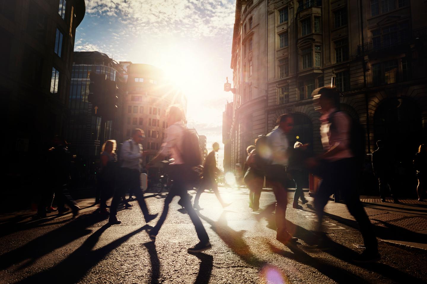 People walking to their jobs