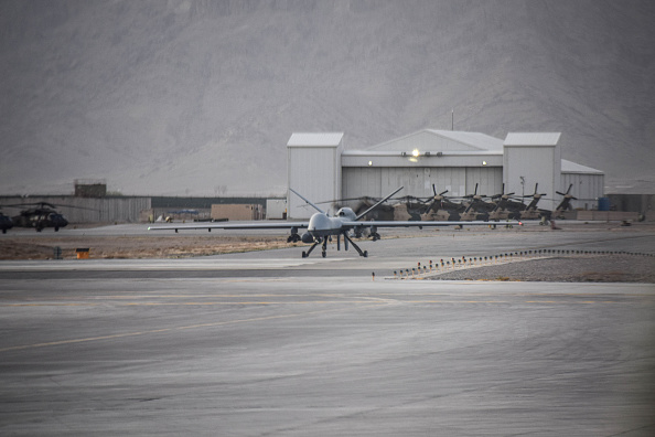 Armed U.S. General Atomics MQ-9 Reaper drone waiting for