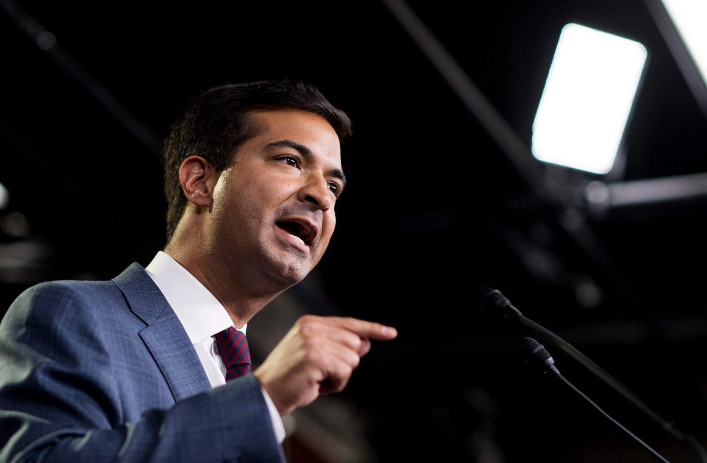 GOP Rep. Carlos Curbelo speaks during a press conference on June 27, 2018.