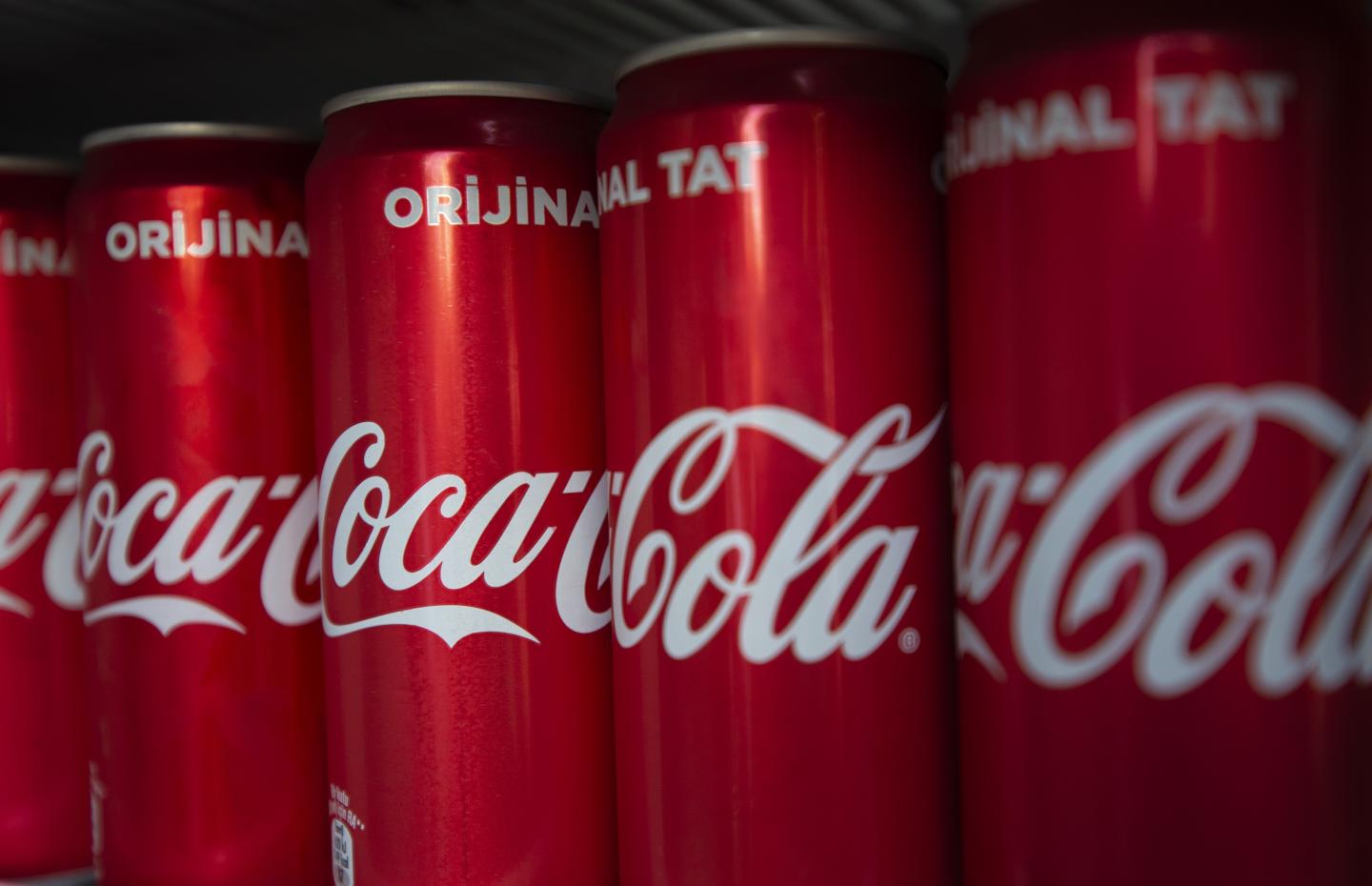 Cans of Coca-Cola