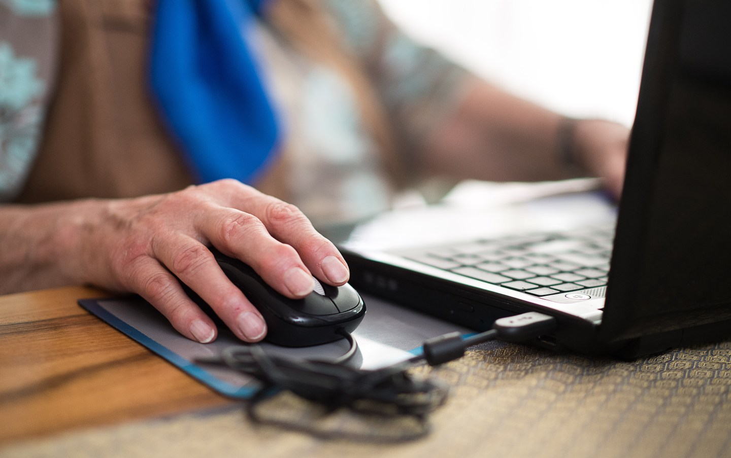 Pensioner uses computer