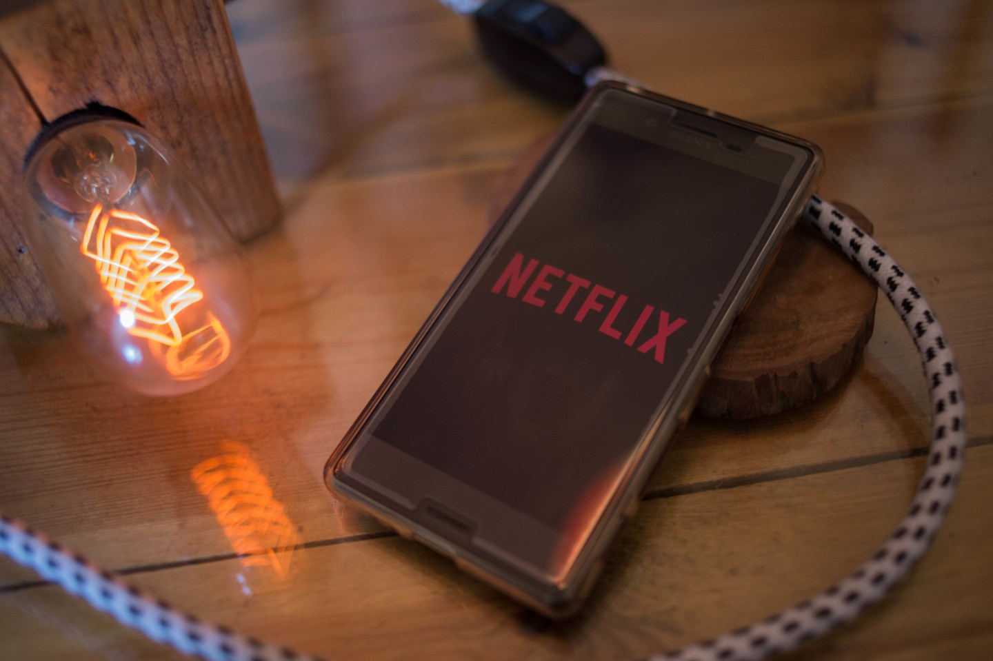 The Netflix application seen displayed on a Sony smartphone