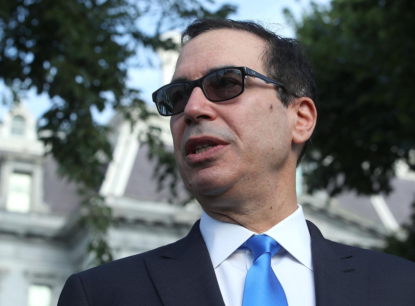 Treasury Secretary Steven Mnuchin Speaks To The Press At The White House
