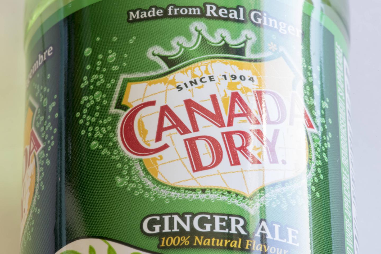 Canada Dry Ginger Ale can close-up. Canada Dry is a brand of