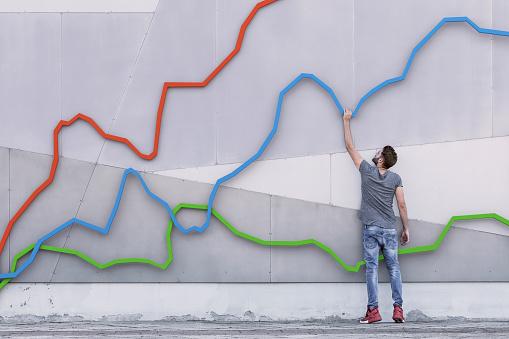 Three coloured graph with man