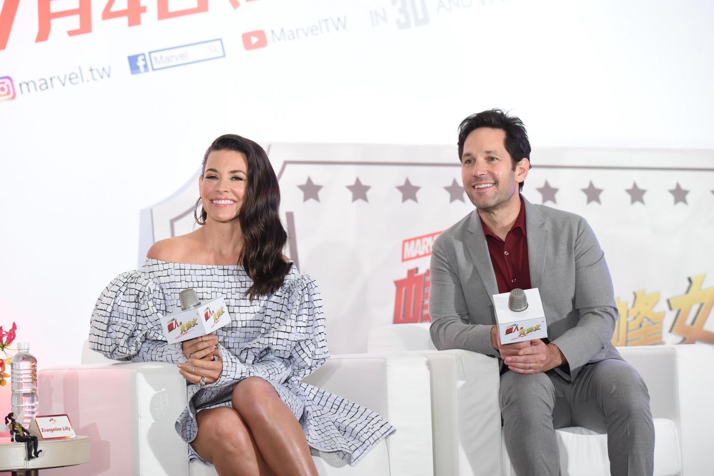 Paul Rudd and Evangeline Lilly promote "Ant-man and the Wasp"  in Taipei