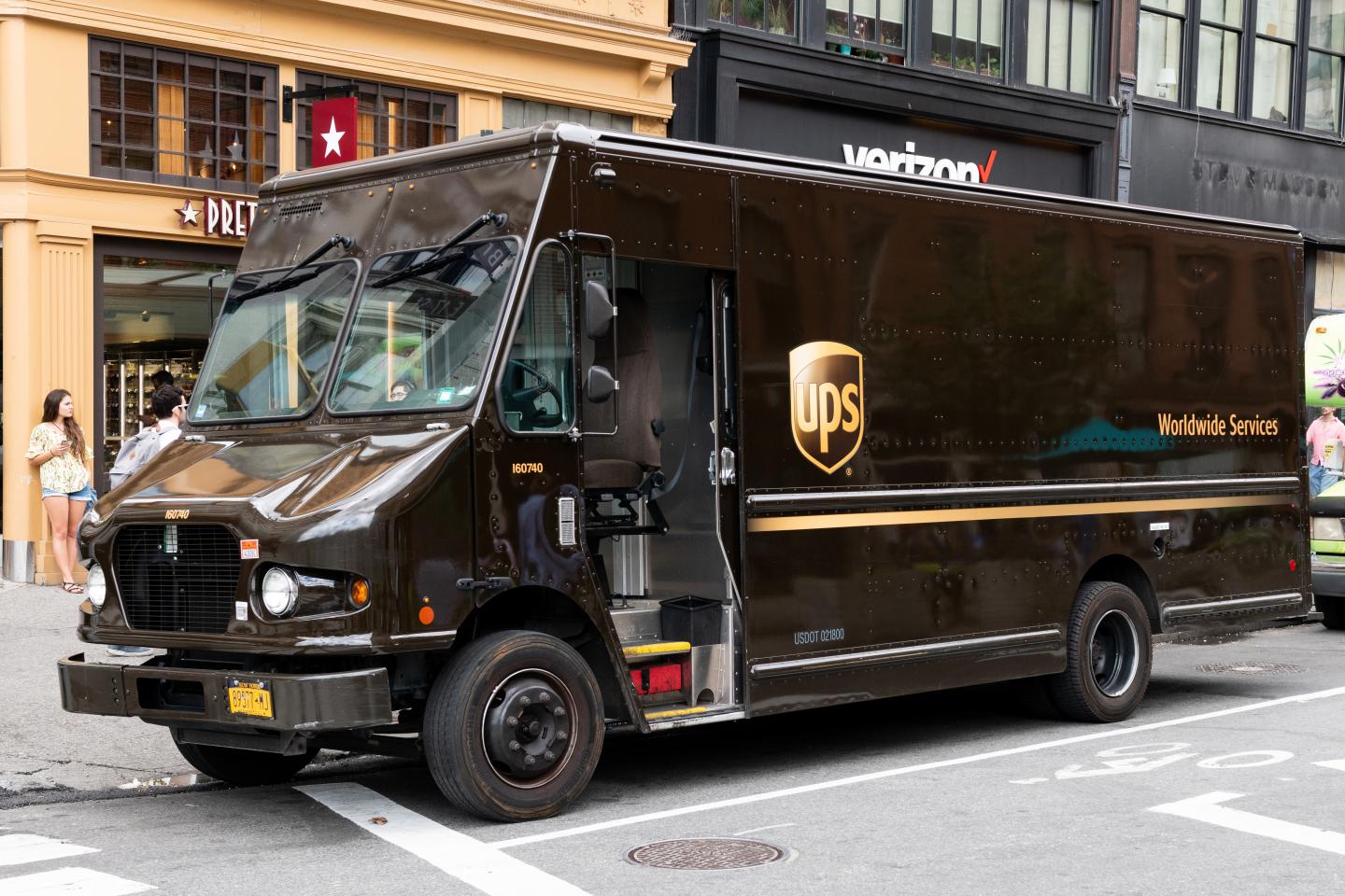 United Parcel Service (UPS) truck in Union Square in New