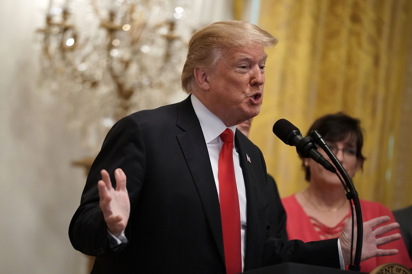 President Trump Hold News Conference Marking Six Months Since Passage Of The Tax Cuts And Jobs Act