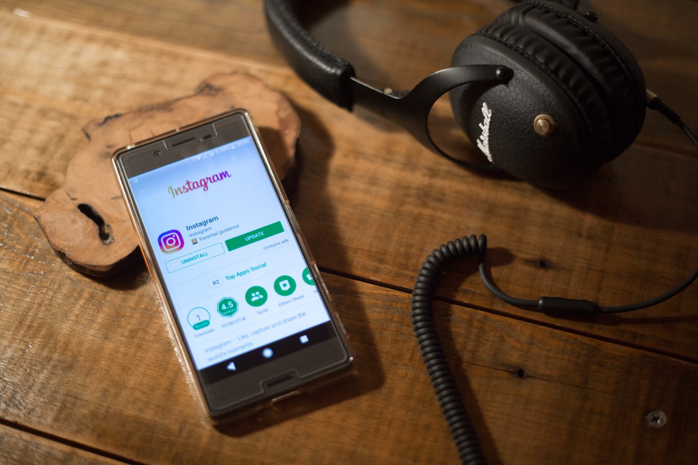 The Instagram application seen display via the Google Play