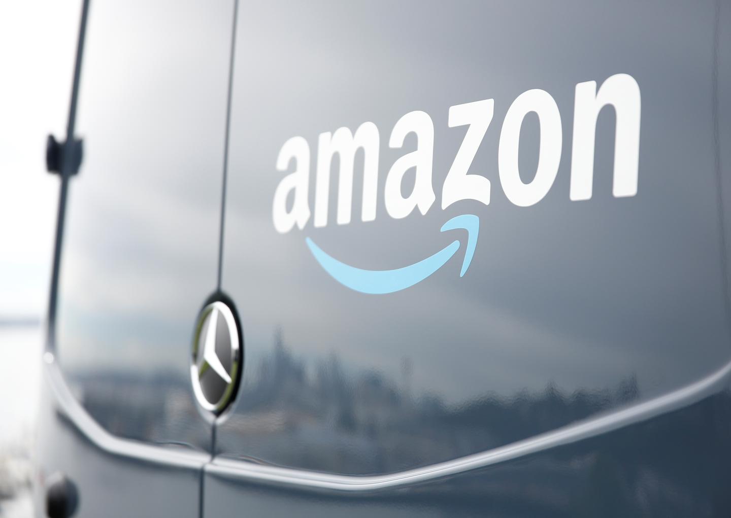 An Amazon Prime van during a press conference announcing Amazon.com's new program to help entrepreneurs build businesses delivering Amazon packages in Seattle