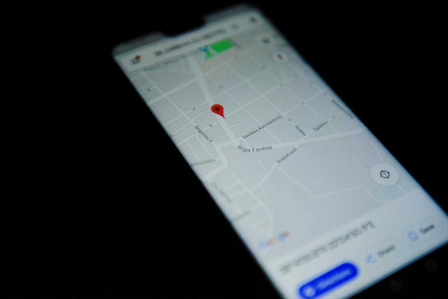 Google maps app is seen on an android mobile phone