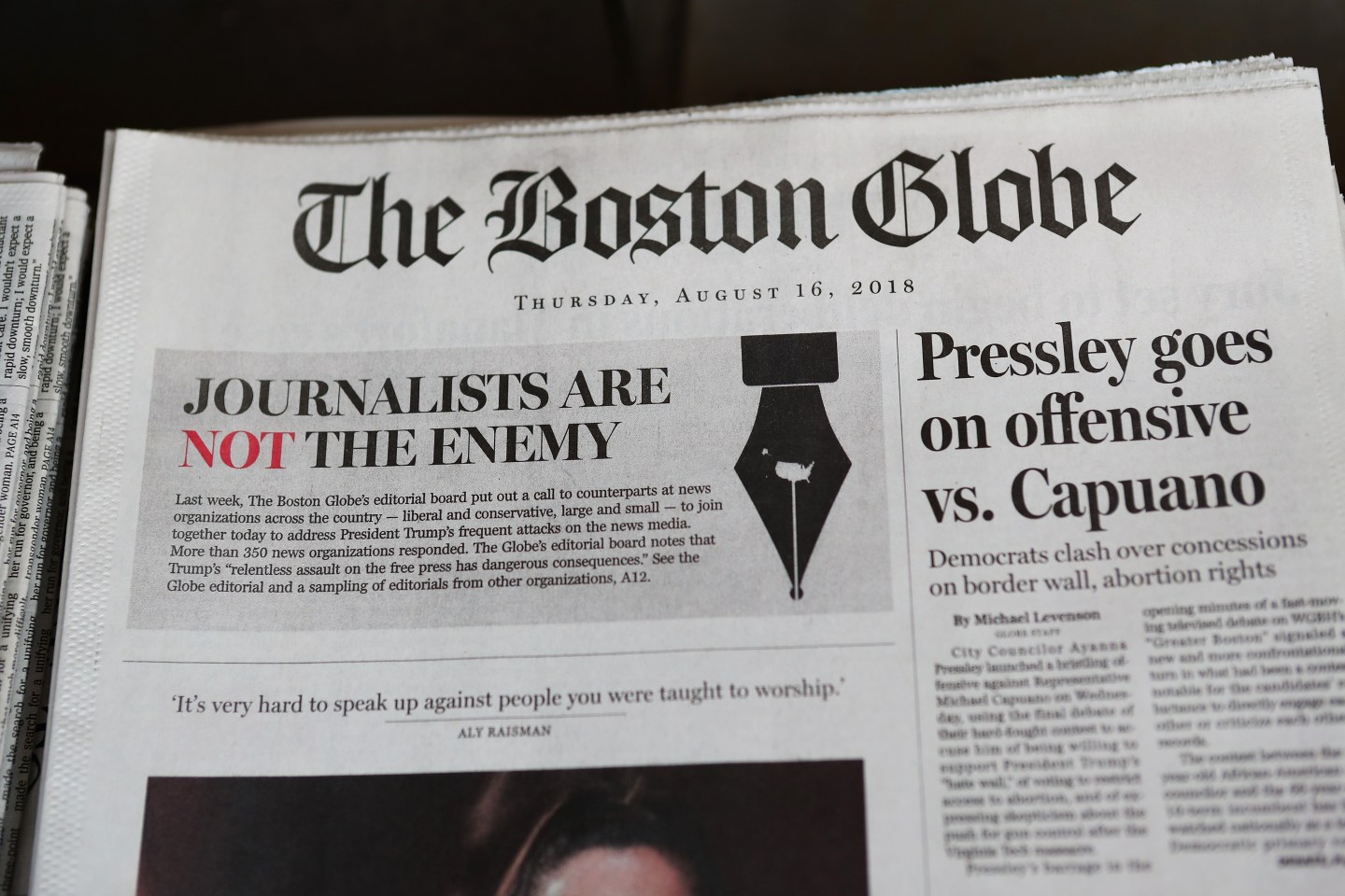 Boston Globe Leads Charge Among Newspapers' Concerted Defense Of Free Press In Wake Of President Trump's Rhetoric Against Press