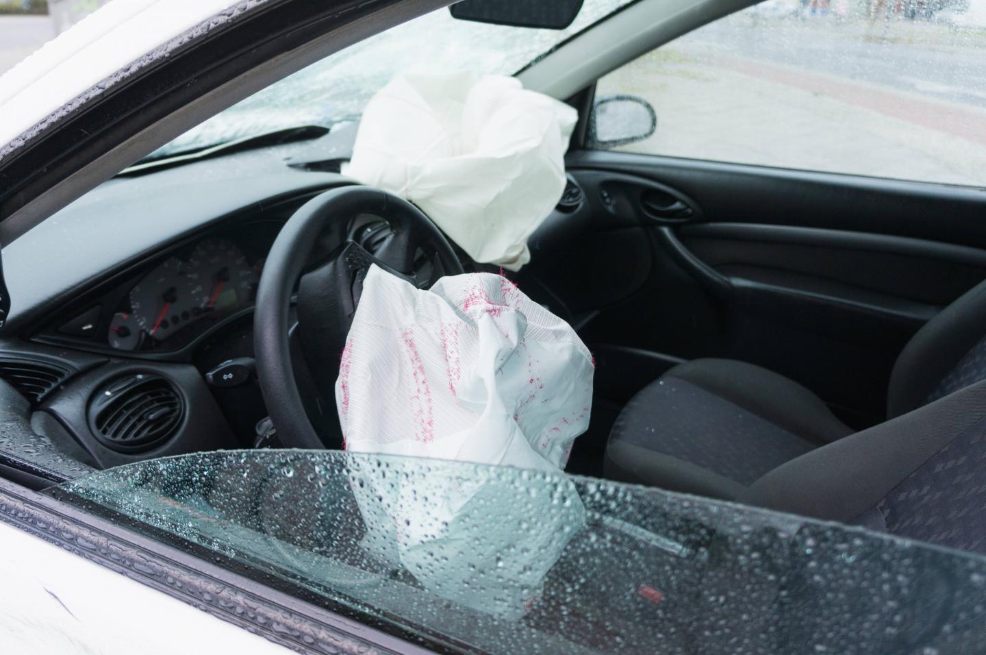 Crashed Car With Airbags