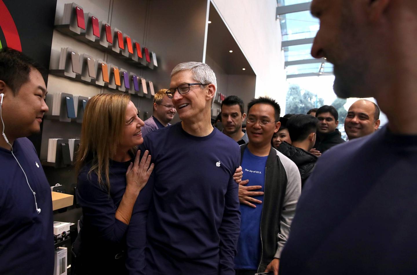 Apple ceo tim cook with the new iphone x