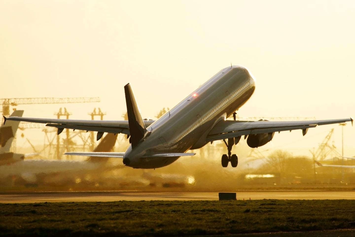 Commercial airliner taking off