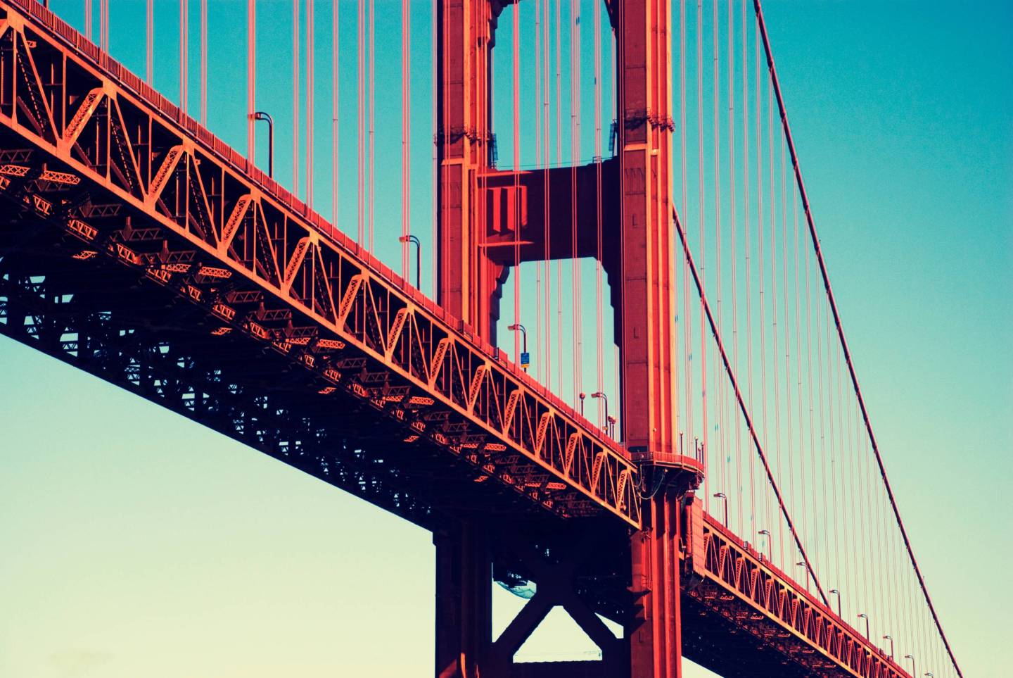 Low Angle View Of Suspension Bridge Against Sky