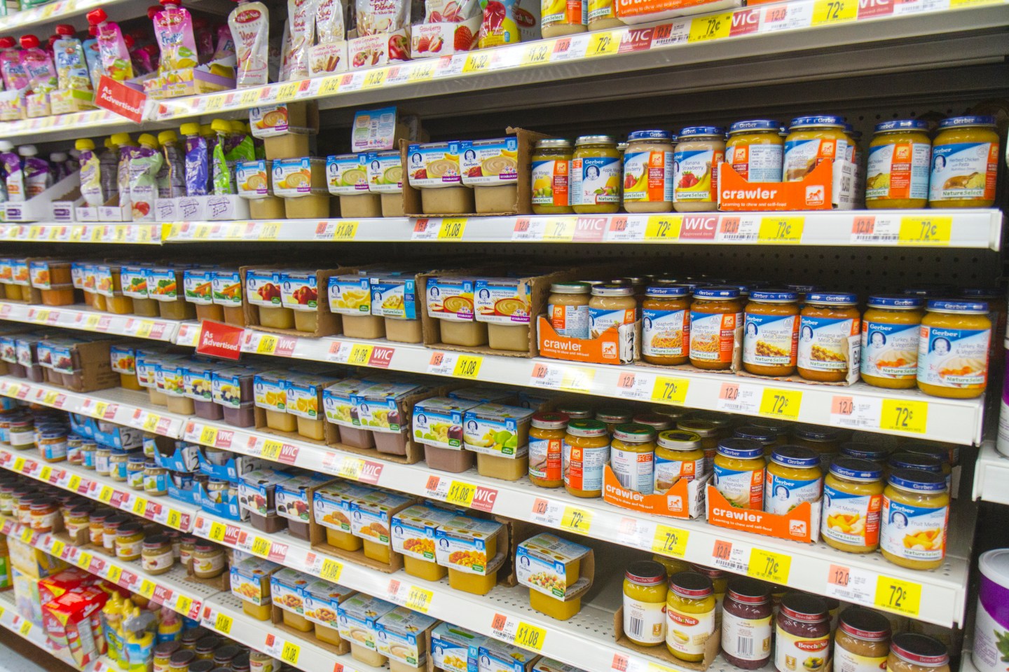 Baby food for sale inside Walmart.