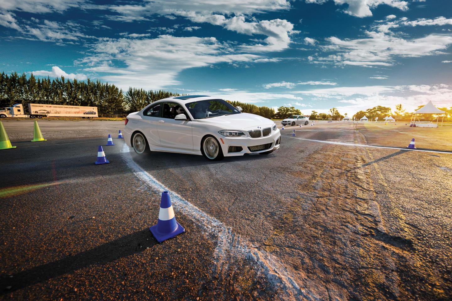 A BMW car on a track