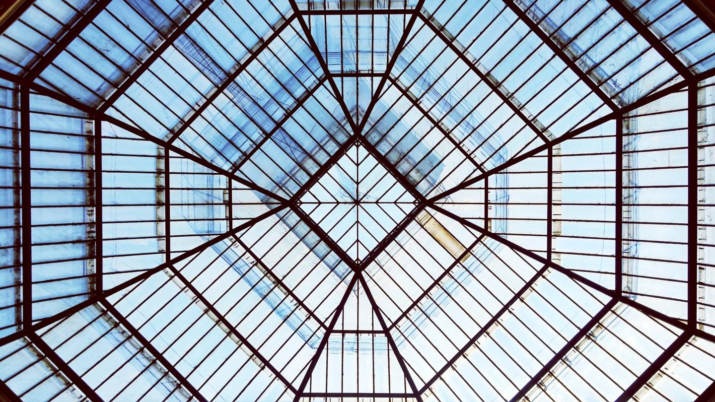 Directly Below Shot Of Patterned Skylight