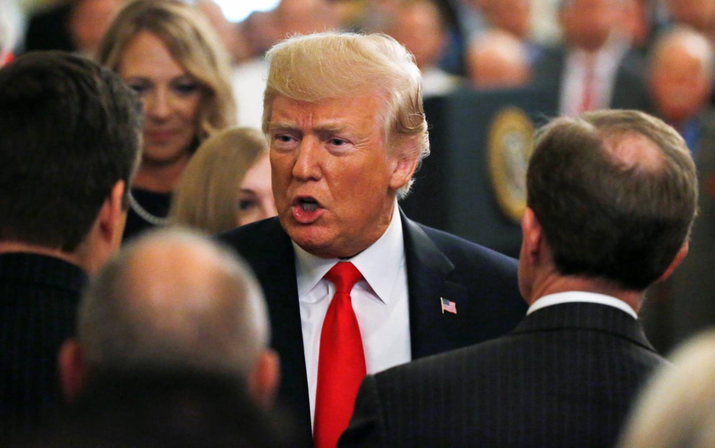 U.S. President Trump departs after Medal of Honor ceremony at the White House in Washington