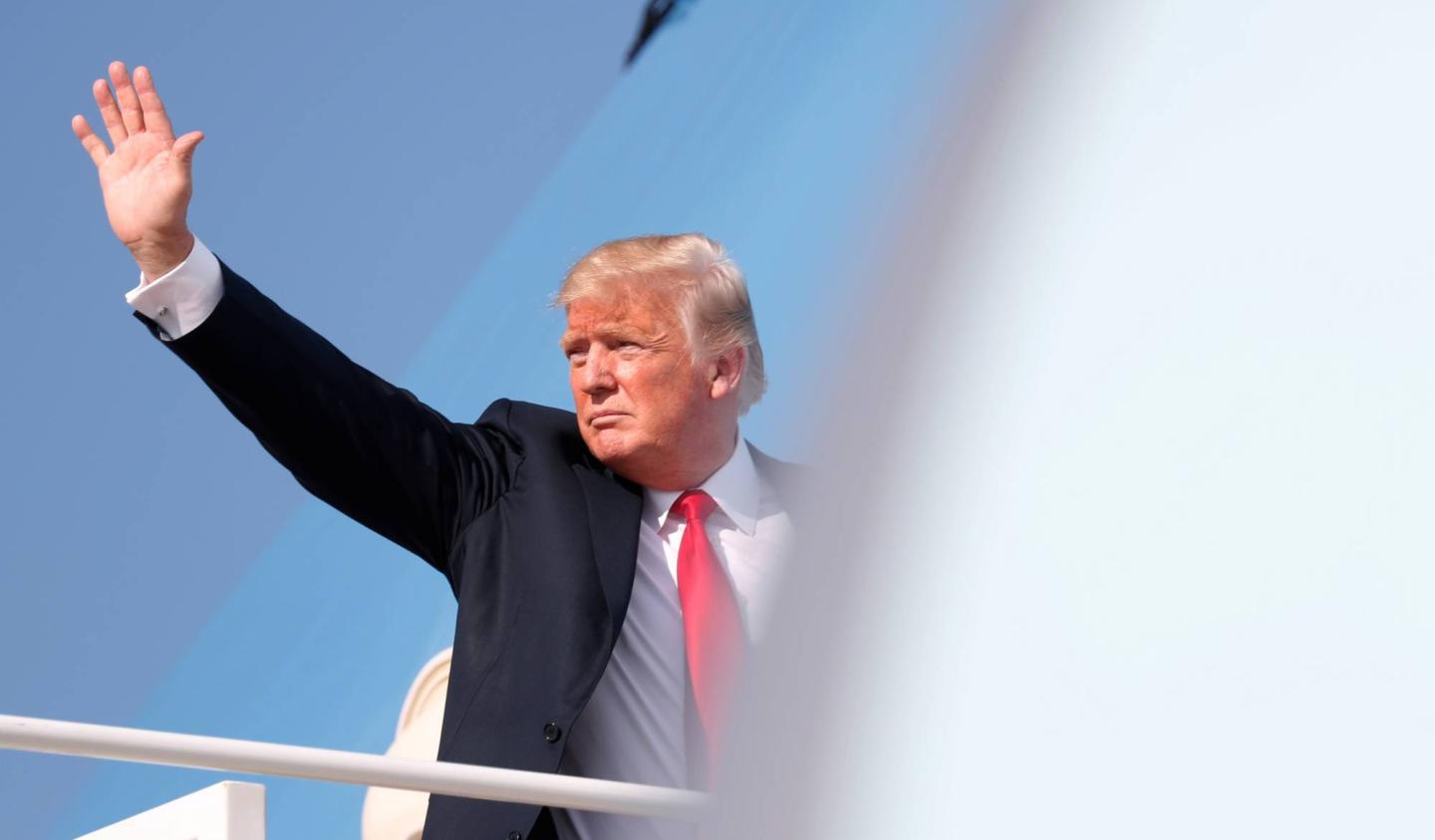 U.S. President Donald Trump departs Washington aboard Air Force One