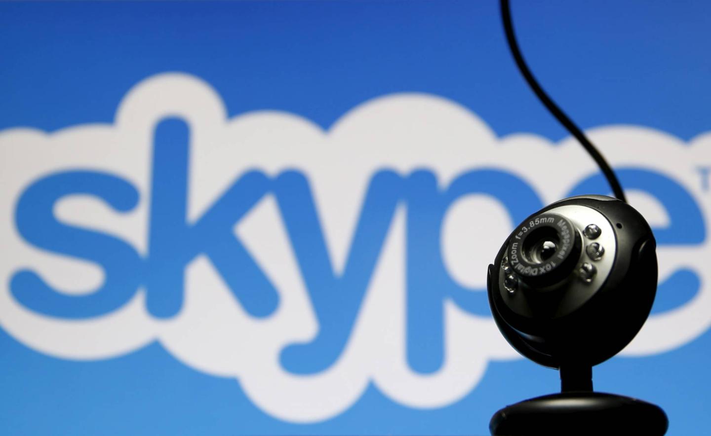 FILE PHOTO: A web camera is seen in front of a Skype logo in this photo illustration taken in Zenica